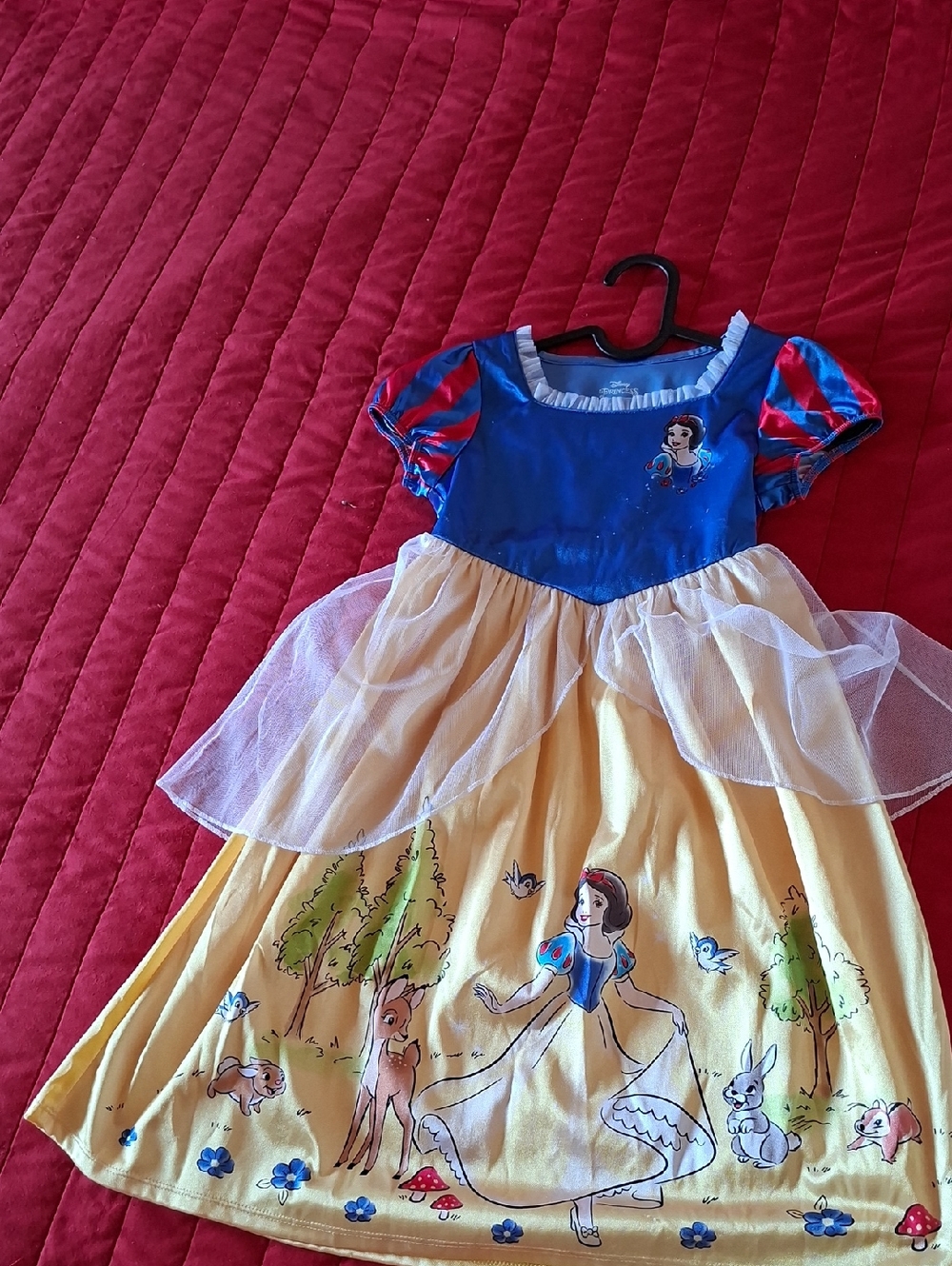 Disney Girls Snow Princess Costume Dress in Blue, Yellow, Red